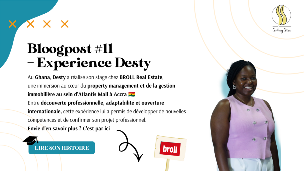 Desty participant au programme Cap sur le Ghana de Sailing Stone lors de son stage chez BROLL Real Estate à Accra, Ghana